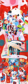 KAREN L KIRSHNER Pop/Surrealistic Abstracts 30 x 10 inches