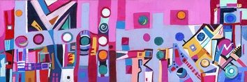 KAREN L KIRSHNER Pop/Surrealistic Abstracts 10 x 30 inches 