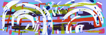 KAREN L KIRSHNER Pop/Surrealistic Abstracts 10 x 30 inches