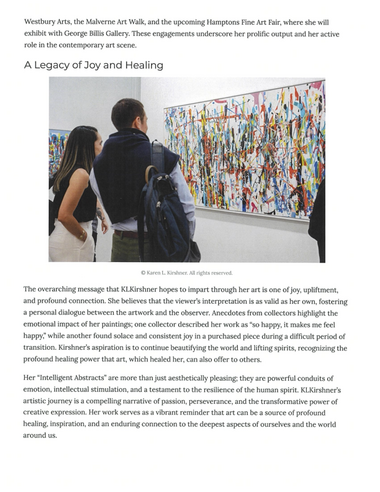 KAREN L KIRSHNER Fine Arts News 