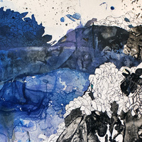  painting Acrylic, sumi ink and woodcut on paper