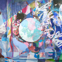  site specific/public works Acrylic and sumi ink on layered recycled papers