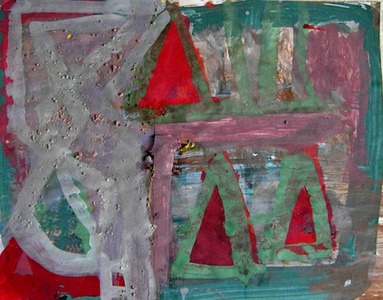 Lawrence J. Philp Works on paper, 2016. Tempera,collage and aggregate on paper