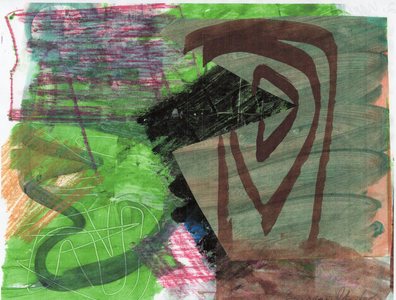 Lawrence J. Philp Works on paper, 2016. Crayon, acrylic ink, tempera paint and sgraffito on paper.