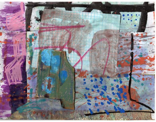 Lawrence J. Philp 2021 work on paper marker, gouache, photocopy, sponge roll and collage on paper. 