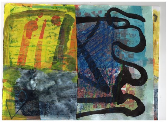 Lawrence J. Philp 2021 work on paper Tempera paint, gouache,paint marker and wax crayon,oil pastel, collage  on paper