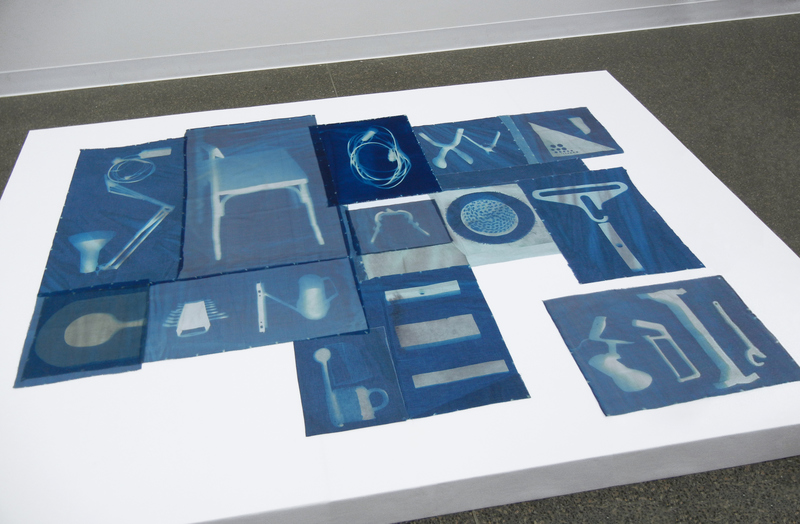 Leslie Hirst Objectively Speaking cyanotypes on silk and cotton