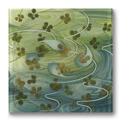 Leslie Hirst Clover Paintings  four-leaf clovers, enamel, and resin on wood