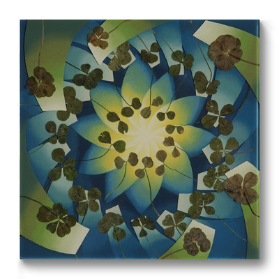 Leslie Hirst Clover Paintings  two-, four-, and six-leaf clovers, enamel, and resin on wood