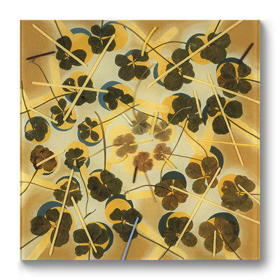 Leslie Hirst Clover Paintings  five-leaf clovers, enamel, and resin on wood