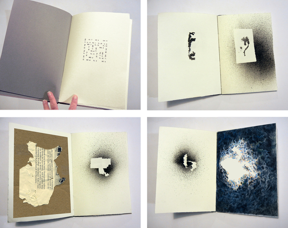 Leslie Hirst WE Artists’ Book with laser prints from original drawings, collages, letterpress and monotype prints 