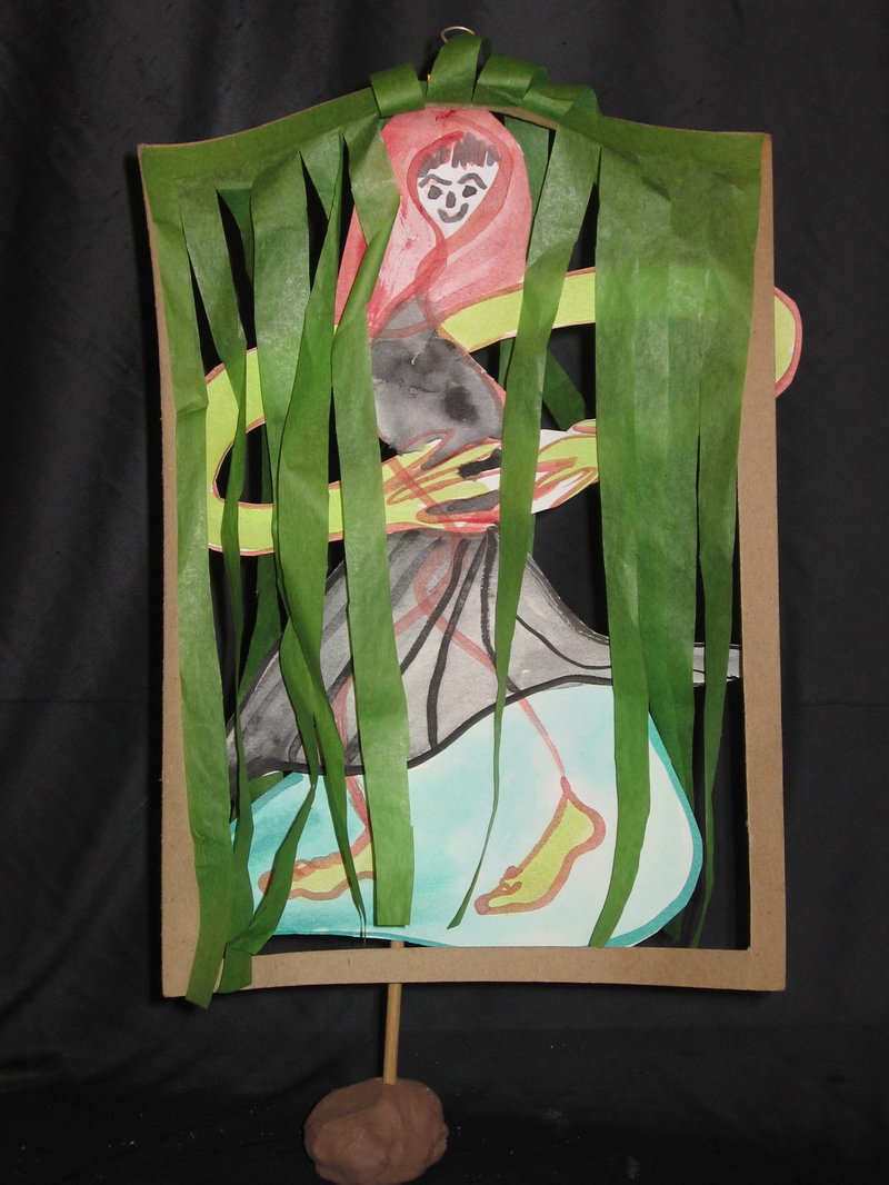  Puppets Cardboard, Tissue Paper, Ink, Stick and Clay