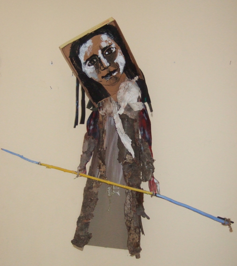  Self Portraits Acrylic, bark, sticks, styrofoam, rope, charcoal