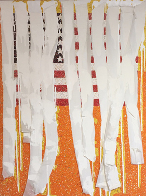 MARC LEAVITT Flag Series Acrylic and Bandages on Canvas 