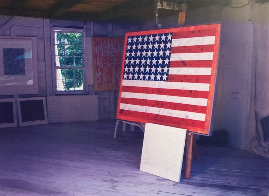 MARC LEAVITT Flag Series Acrylic and Collage on Canvas