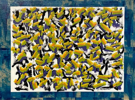 MARC LEAVITT Stratum Series Artist-painted papers, ink, and acrylic on panel.
