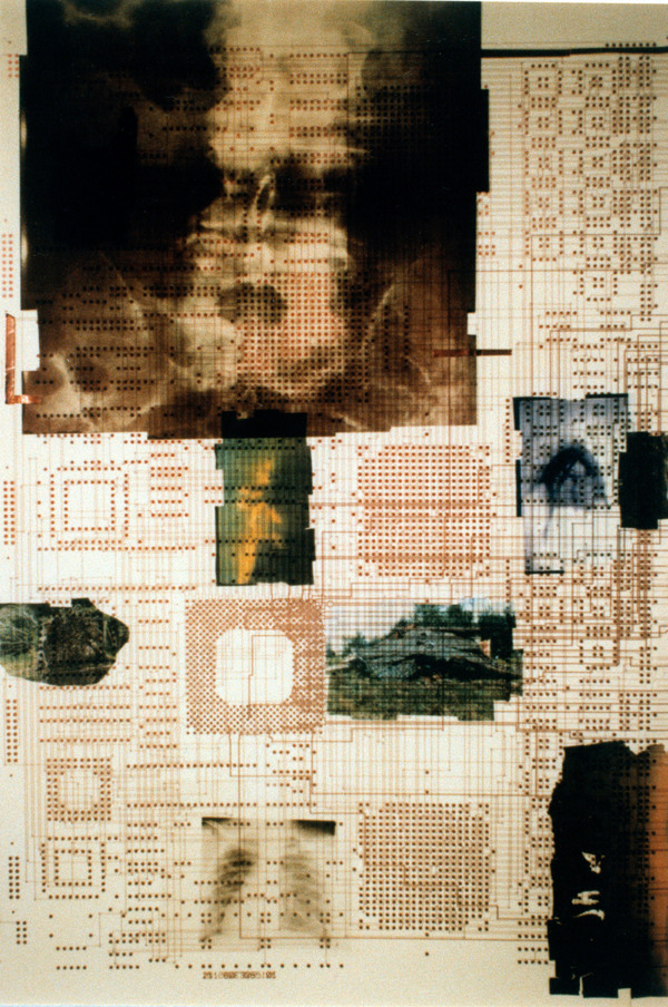  Med-Reckoning: System Navigation Computer circuit on mylar, photo transfers, light boxes, conduit, copper foil