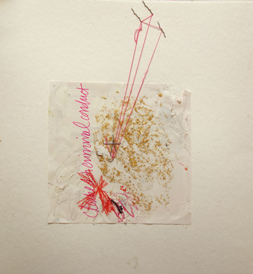 Margot Spindelman Drawings 2020-2022 colored pencil, elastic thread, gold leaf