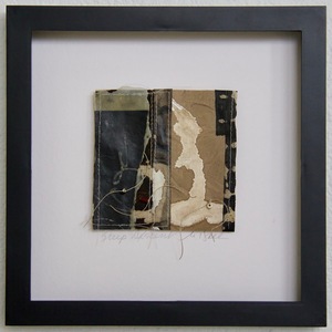   SHOP Stitched Collage, Rice Paper, Walnut Ink, Sumi Ink, Acrylic Ink,  Encaustic, Wax Resist, Linen Thread, Beads
