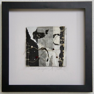   SHOP Stitched Collage, Rice Paper, Wax Resist, Sumi Ink, Acrylic Ink, Linen Thread, Beads