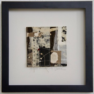   SHOP Stitched Collage, Rice Paper, Walnut Ink, Sumi Ink, Acrylic Ink, Wax Resist, Linen Thread, Beads