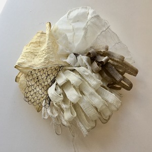  Fiber Sculpture Japanese paper, mull, tarlatan, linen, wire, thread, encaustic
