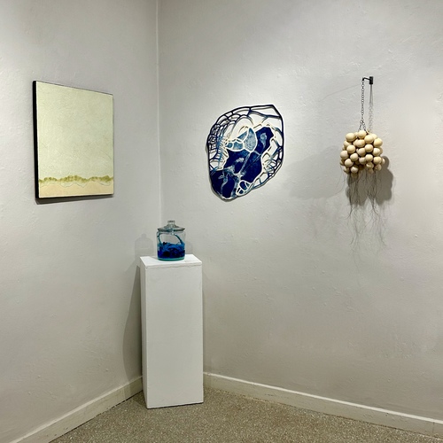  Recent - Wall Sculpture balloons, poly foam, vintage button thread, copper chain, hooks