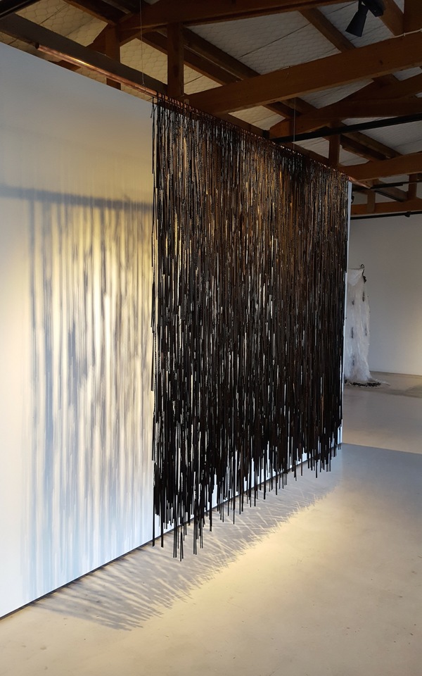 Michelle Mayn 2017 - Shimmer Harakeke (NZ Flax/phormium tenax), commercial dye, copper pipe