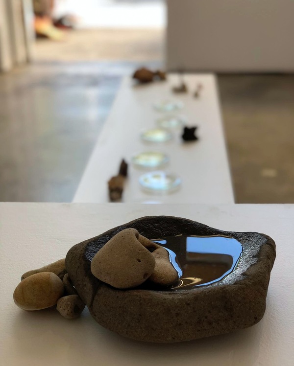 Michelle Mayn Standing Stone (2022) Water formed Sandstone (Anglesea), base sandstone (Hokianga),water.