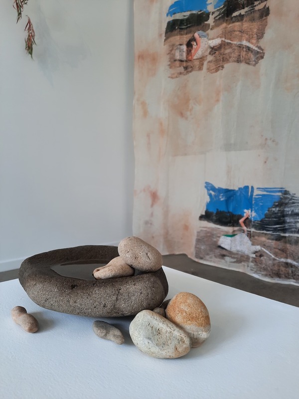 Michelle Mayn Standing Stone (2022) Water formed Sandstone (Anglesea), base sandstone (Hokianga),water.