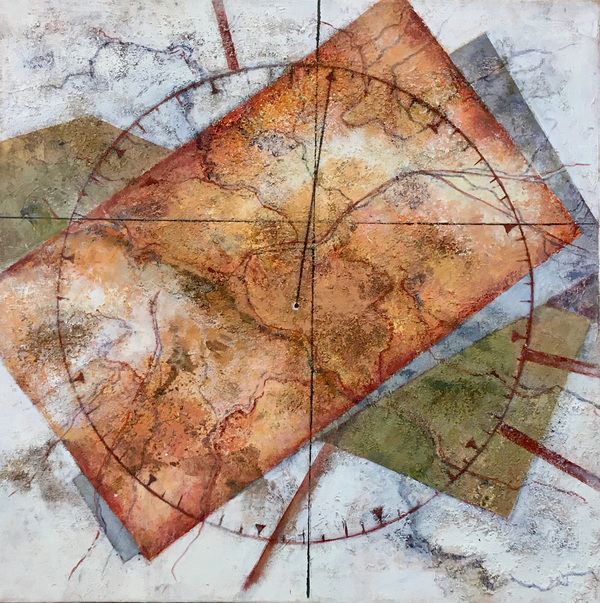 Patty Stone Mapping  acrylic, sand, plaster on canvas