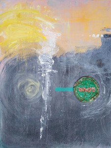 Pete Seligman Paintings oil, cold wax medium, metal can lid