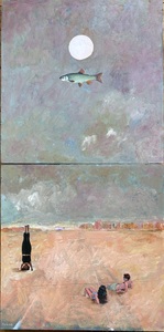 Pete Seligman Paintings Oil, cold wax medium, collage on wood panel