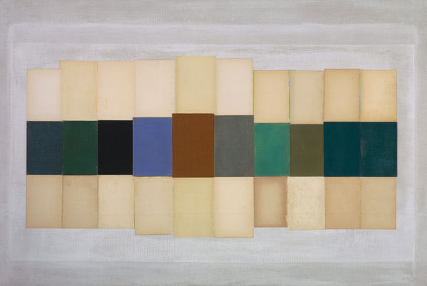 Rebecca Johnson  paint paper wood book end paper and covers circa 1900 -1950 on linen on wood panel