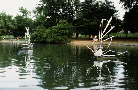 Roy Wilson Public Art on Water steel, wood blades, flotation