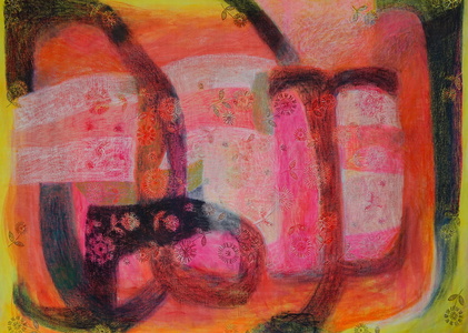 Samantha Palmeri Recent Acrylic, oil pastel, and oil on embroidered fabric
