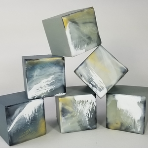 Sharon Blomquist The Petit Fours Gallery Encaustic on solid wood micro cube