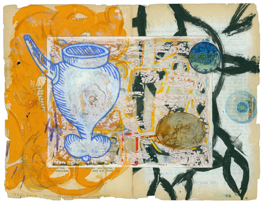 todd bartel Garden Studies ink, tempera, and watercolor on two pages from Ovid’s “Metamorphosis”
