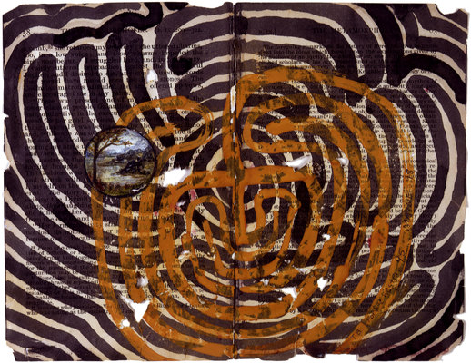 todd bartel Garden Studies ink, gesso and water color on two pages from Ovid’s “Metamorphosis”
