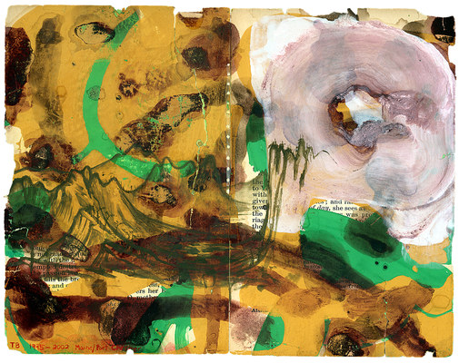 todd bartel Garden Studies ink, tempera, Yes glue wash, and watercolor on two pages from Ovid’s “Metamorphosis”