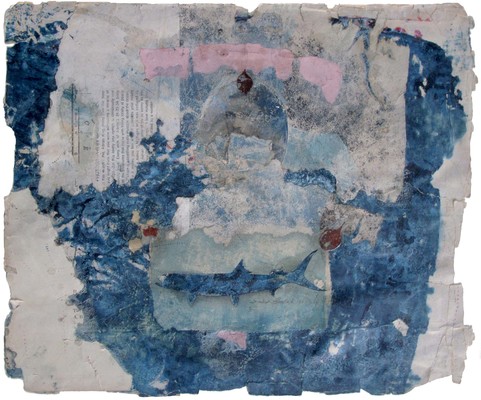 todd bartel Collages 1983-1984 carbon copy transfer, pencil, Elmer's glue, book cutouts, aged magazine page, pressed leaves and paint chips on Odd Fellows Union yearbook page (c. 1930)