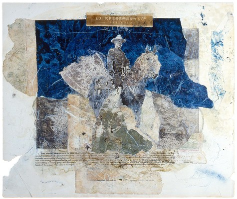 todd bartel Collages 1983-1984 Gouache, pencil, pressed leaves, aged magazine page, Elmer's glue, wax and book cutouts on Odd Fellows Union yearbook page (c. 1930)