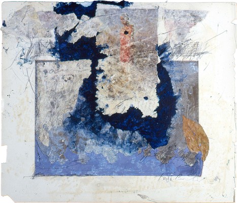 todd bartel Collages 1983-1984 carbon copy transfer, pencil, Elmer's glue, wax, book cutouts, aged magazine page, pressed leaves and paint chips on Odd Fellows Union yearbook page (c. 1930)