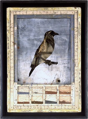todd bartel Assemblages 1982-1989 tempera, casein, Italian letter (c.1880), twigs, thorns, cloth, lead, ball bearings (number of bearings correspond to the age of the owner of the “Trilogy”), sand, dirt (Kenya, New Mexico, Block Island), wood box, glass