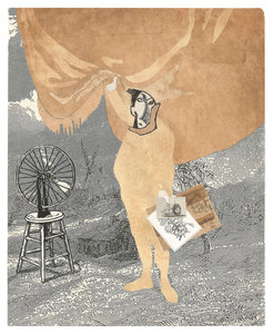 todd bartel Homages burnished interlocking collage, antique papers, Xerographic prints on 20th & 19th-century endpapers, pencil, document repair tape