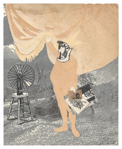 todd bartel Homages burnished interlocking collage, antique papers, Xerographic prints on 20th & 19th-century endpapers, pencil, document repair tape