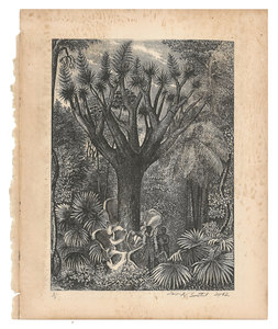 todd bartel Homages monoprint, edition of 1, engraving collage, xerographic print on 20th-century book endpage