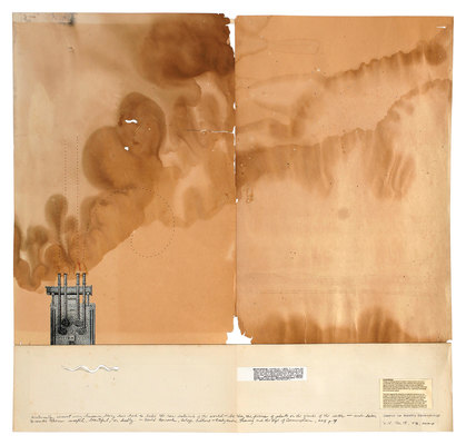 todd bartel Landscape Vernacular burnished interlocking collage, nineteenth- and twentieth-century end-pages, xerographic prints, pencil, Yes Glue, document repair tape, dictionary definitions