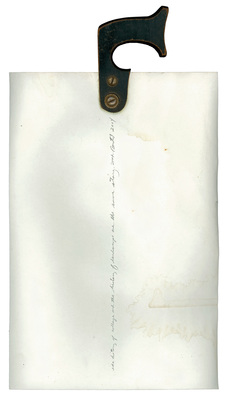 todd bartel Assemblages assisted readymade, xerographic print on bond paper, vintage saw handle