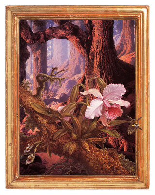 todd bartel Real Landscapes burnished interlocking collage using auction house catalog cuttings, archival book repair tape, watercolor